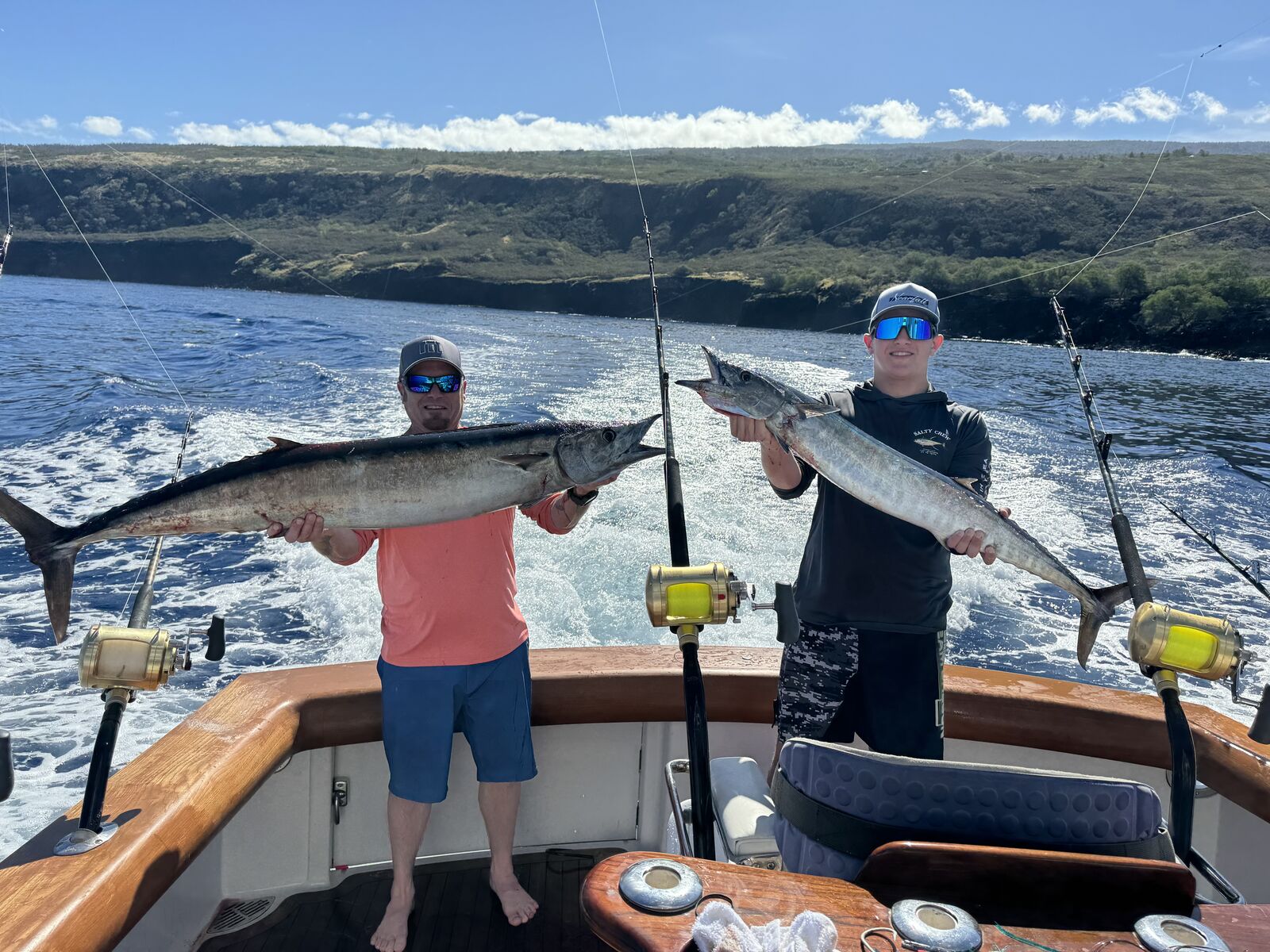 Two anglers with double ono catch